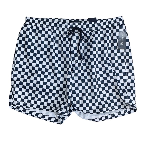 INC International Concepts Quick Dry Swim Trunks Pockets Black White XL - Picture 1 of 1